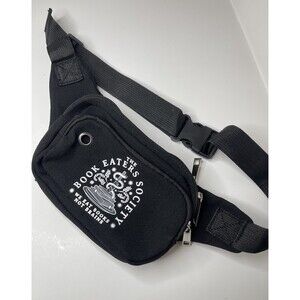 Fanny Pack Canvas Book Themed Adjustable Black " We Eat Books Not Brains" Unisex